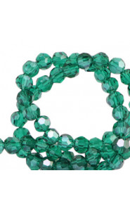 Faceted glass beads 4mm round Lake green-pearl shine coating